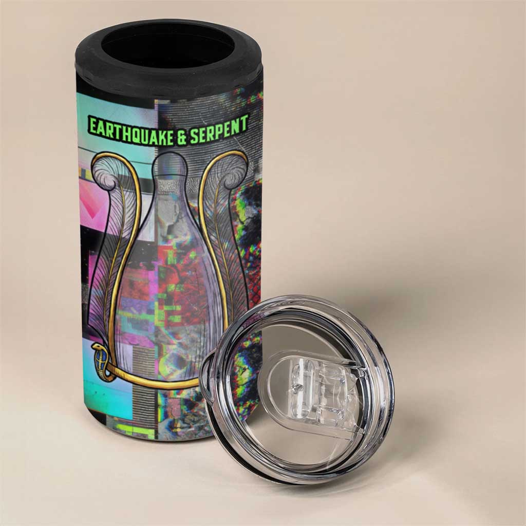 Geb Ancient Egyptian 4 in 1 Can Cooler Tumbler with Serpent Throne and Snake Skin Texture Egyptian Earth God Tribute - African Pride