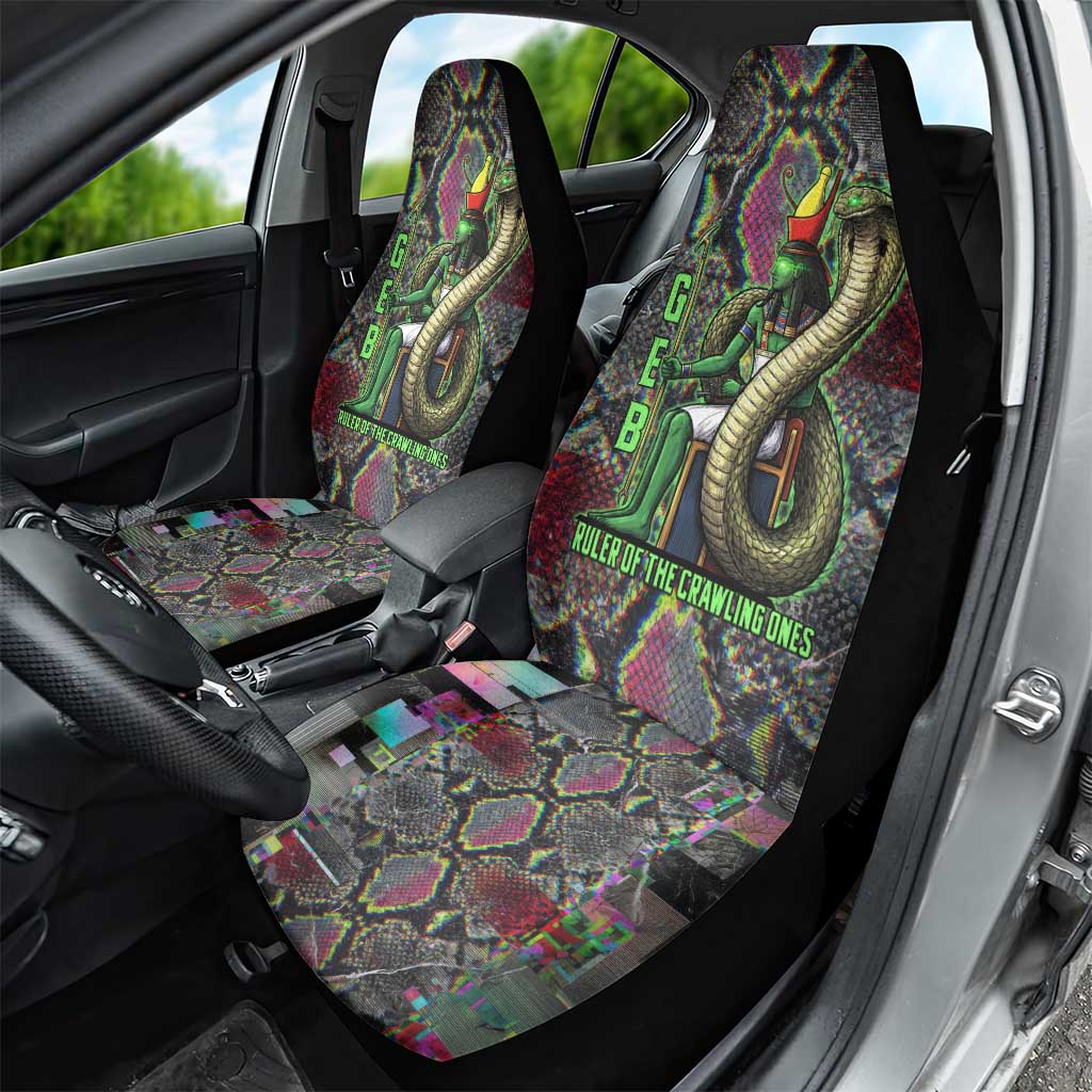 Geb Ancient Egyptian Car Seat Cover with Serpent Throne and Snake Skin Texture Egyptian Earth God Tribute - African Pride