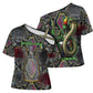 Geb Ancient Egyptian Cross Shoulder Shirt with Serpent Throne and Snake Skin Texture Egyptian Earth God Tribute - African Pride