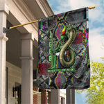 Geb Ancient Egyptian Garden Flag with Serpent Throne and Snake Skin Texture Egyptian Earth God Tribute - African Pride