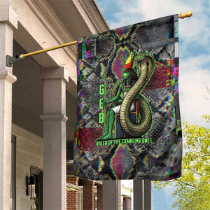 Geb Ancient Egyptian Garden Flag with Serpent Throne and Snake Skin Texture Egyptian Earth God Tribute - African Pride