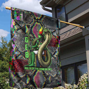 Geb Ancient Egyptian Garden Flag with Serpent Throne and Snake Skin Texture Egyptian Earth God Tribute - African Pride
