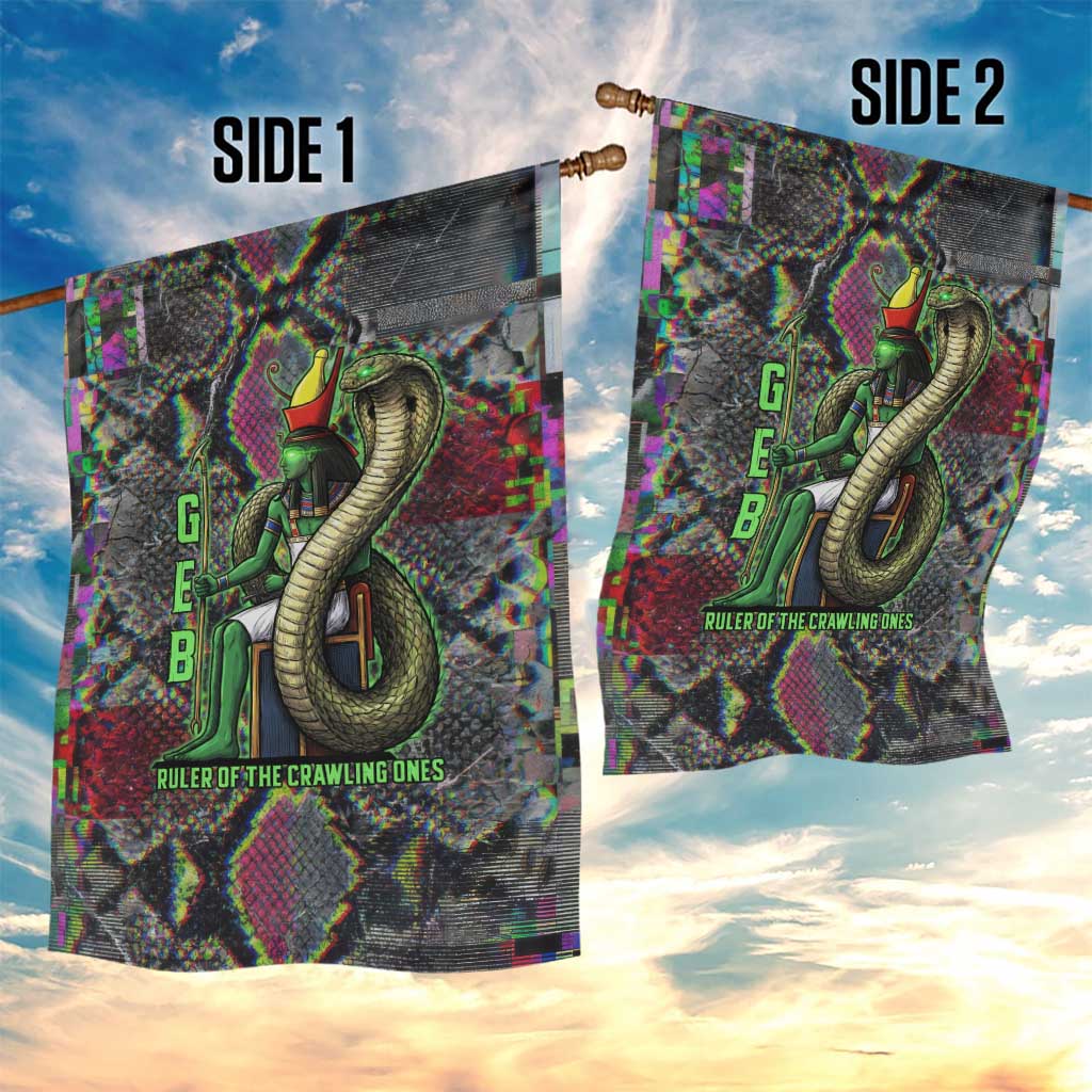 Geb Ancient Egyptian Garden Flag with Serpent Throne and Snake Skin Texture Egyptian Earth God Tribute - African Pride