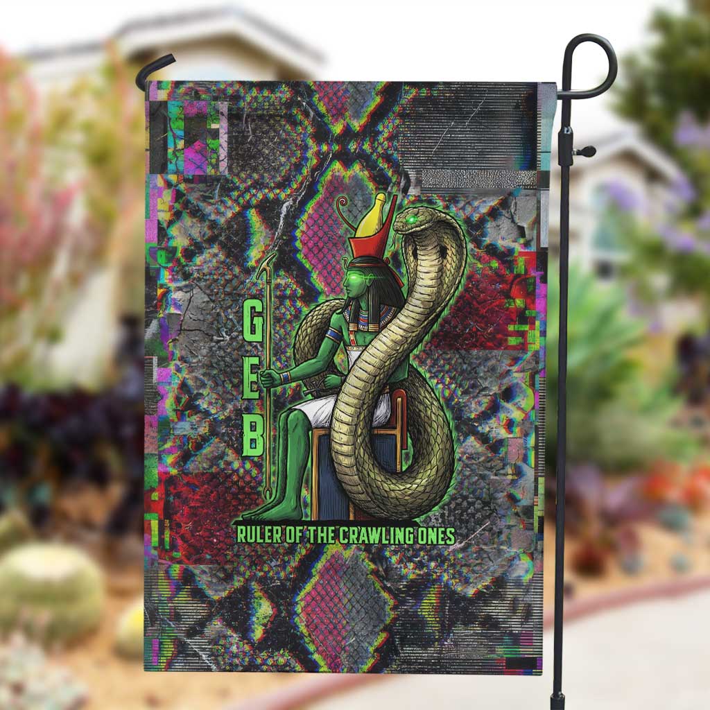 Geb Ancient Egyptian Garden Flag with Serpent Throne and Snake Skin Texture Egyptian Earth God Tribute - African Pride