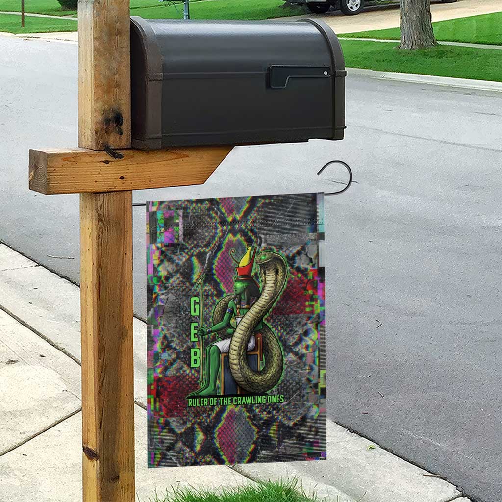 Geb Ancient Egyptian Garden Flag with Serpent Throne and Snake Skin Texture Egyptian Earth God Tribute - African Pride
