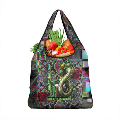 Geb Ancient Egyptian Grocery Bag with Serpent Throne and Snake Skin Texture Egyptian Earth God Tribute - African Pride