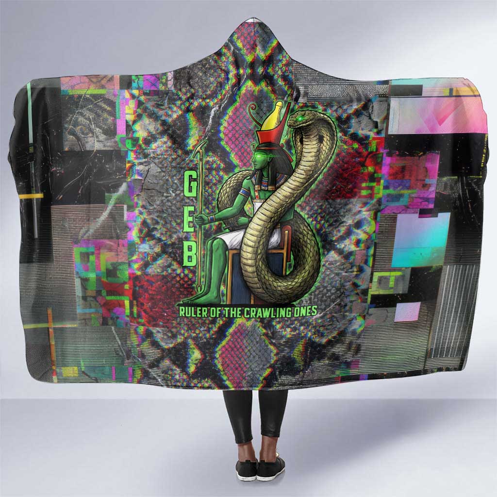 Geb Ancient Egyptian Hooded Blanket with Serpent Throne and Snake Skin Texture Egyptian Earth God Tribute - African Pride
