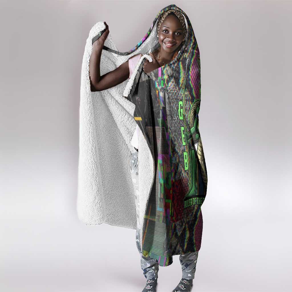 Geb Ancient Egyptian Hooded Blanket with Serpent Throne and Snake Skin Texture Egyptian Earth God Tribute - African Pride