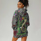 Geb Ancient Egyptian Hoodie Dress with Serpent Throne and Snake Skin Texture Egyptian Earth God Tribute - African Pride
