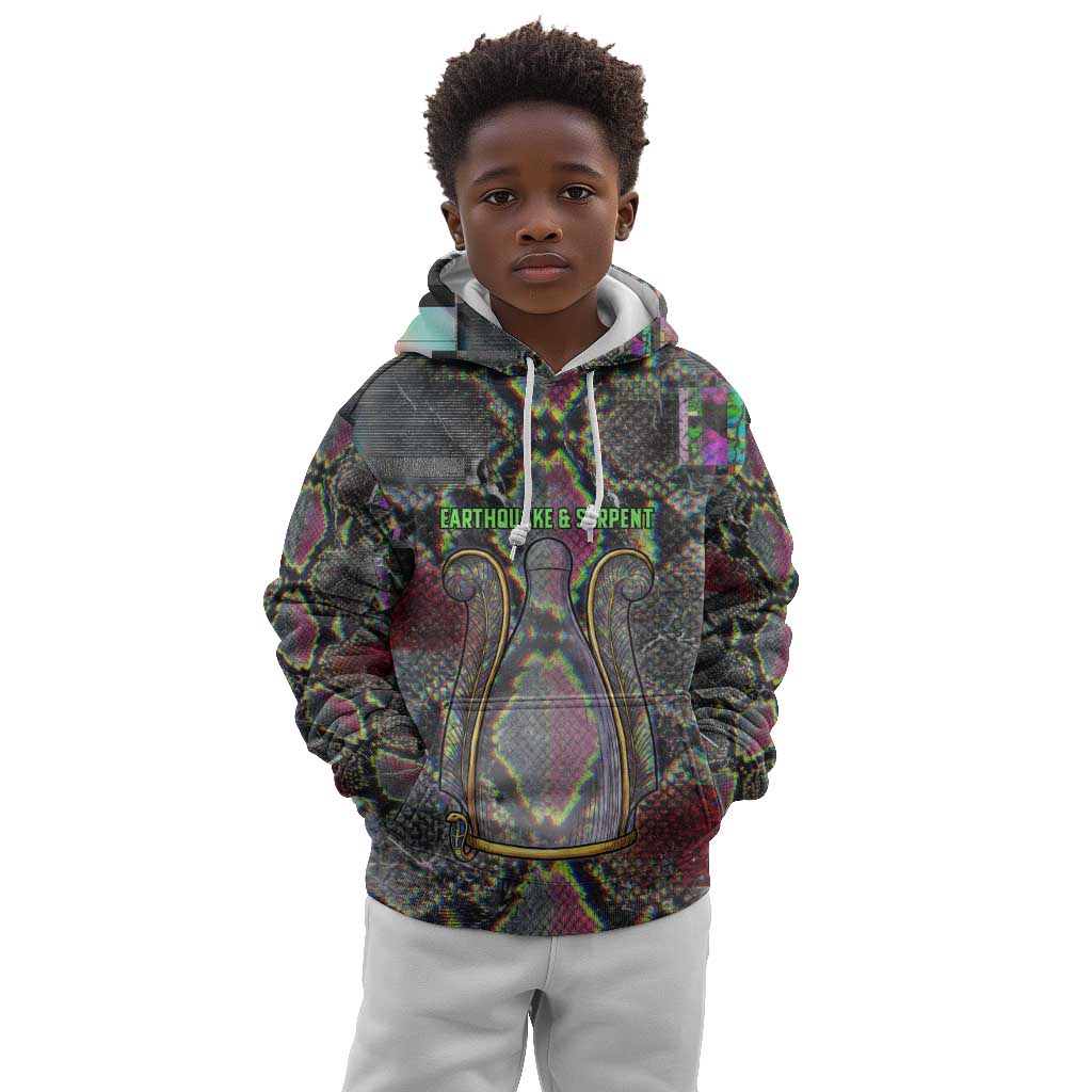 Geb Ancient Egyptian Kid Hoodie with Serpent Throne and Snake Skin Texture Egyptian Earth God Tribute - African Pride
