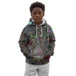 Geb Ancient Egyptian Kid Hoodie with Serpent Throne and Snake Skin Texture Egyptian Earth God Tribute - African Pride