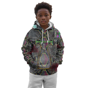 Geb Ancient Egyptian Kid Hoodie with Serpent Throne and Snake Skin Texture Egyptian Earth God Tribute - African Pride