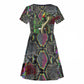 Geb Ancient Egyptian Kid Short Sleeve Dress with Serpent Throne and Snake Skin Texture Egyptian Earth God Tribute - African Pride