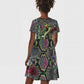 Geb Ancient Egyptian Kid Short Sleeve Dress with Serpent Throne and Snake Skin Texture Egyptian Earth God Tribute - African Pride