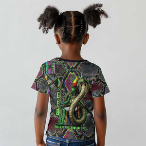 Geb Ancient Egyptian Kid T shirt with Serpent Throne and Snake Skin Texture Egyptian Earth God Tribute - African Pride