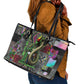 Geb Ancient Egyptian Leather Tote Bag with Serpent Throne and Snake Skin Texture Egyptian Earth God Tribute - African Pride