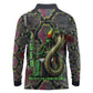 Geb Ancient Egyptian Long Sleeve Polo Shirt with Serpent Throne and Snake Skin Texture Egyptian Earth God Tribute - African Pride