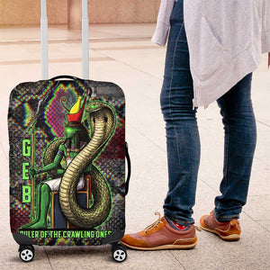 Geb Ancient Egyptian Luggage Cover with Serpent Throne and Snake Skin Texture Egyptian Earth God Tribute - African Pride