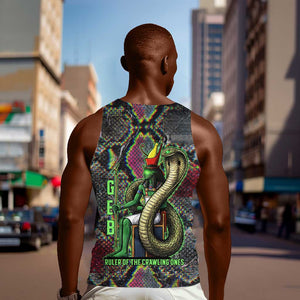 Geb Ancient Egyptian Men Tank Top with Serpent Throne and Snake Skin Texture Egyptian Earth God Tribute - African Pride