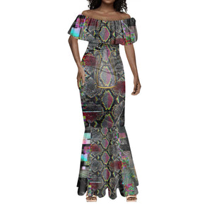 Geb Ancient Egyptian Mermaid Dress with Serpent Throne and Snake Skin Texture Egyptian Earth God Tribute - African Pride