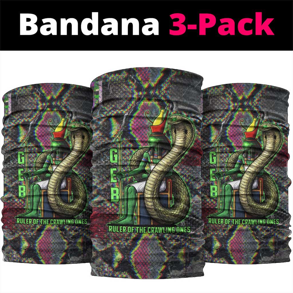 Geb Ancient Egyptian Neck Gaiter with Serpent Throne and Snake Skin Texture Egyptian Earth God Tribute - African Pride