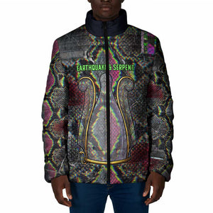 Geb Ancient Egyptian Padded Jacket with Serpent Throne and Snake Skin Texture Egyptian Earth God Tribute - African Pride