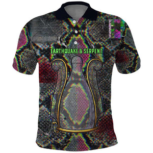 Geb Ancient Egyptian Polo Shirt with Serpent Throne and Snake Skin Texture Egyptian Earth God Tribute - African Pride