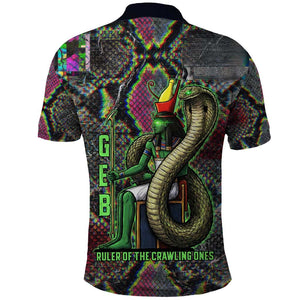 Geb Ancient Egyptian Polo Shirt with Serpent Throne and Snake Skin Texture Egyptian Earth God Tribute - African Pride