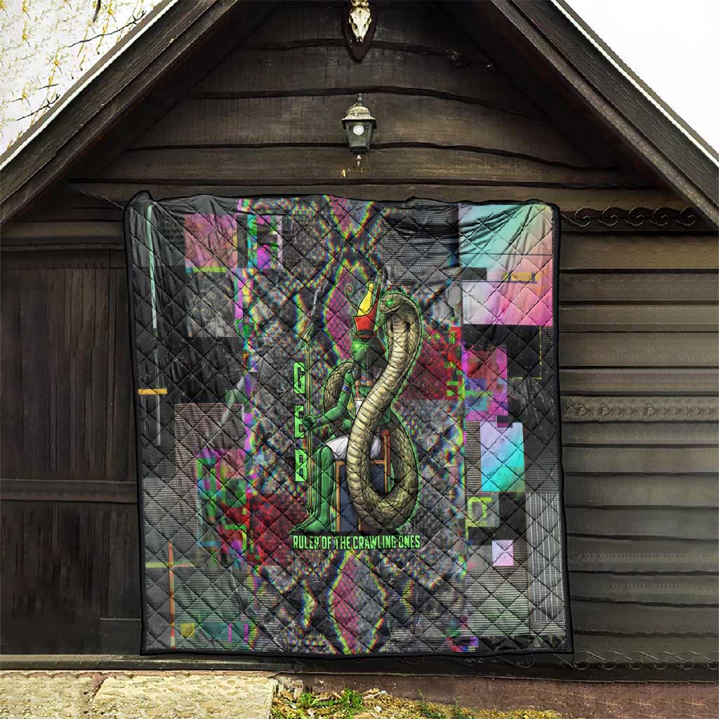 Geb Ancient Egyptian Quilt with Serpent Throne and Snake Skin Texture Egyptian Earth God Tribute - African Pride