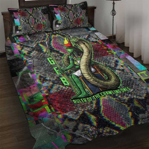 Geb Ancient Egyptian Quilt Bed Set with Serpent Throne and Snake Skin Texture Egyptian Earth God Tribute - African Pride