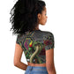 Geb Ancient Egyptian Raglan Cropped T shirt with Serpent Throne and Snake Skin Texture Egyptian Earth God Tribute - African Pride