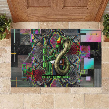 Geb Ancient Egyptian Rubber Doormat with Serpent Throne and Snake Skin Texture Egyptian Earth God Tribute - African Pride
