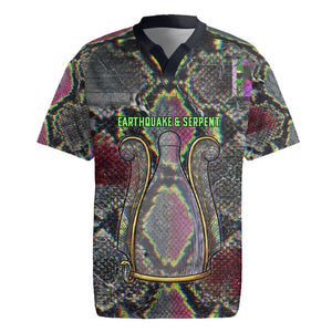Geb Ancient Egyptian Rugby Jersey with Serpent Throne and Snake Skin Texture Egyptian Earth God Tribute - African Pride