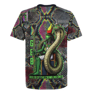 Geb Ancient Egyptian Rugby Jersey with Serpent Throne and Snake Skin Texture Egyptian Earth God Tribute - African Pride