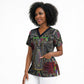 Geb Ancient Egyptian Scrub Top with Serpent Throne and Snake Skin Texture Egyptian Earth God Tribute - African Pride