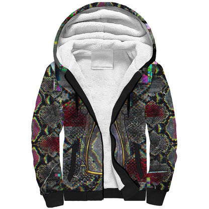 Geb Ancient Egyptian Sherpa Hoodie with Serpent Throne and Snake Skin Texture Egyptian Earth God Tribute - African Pride