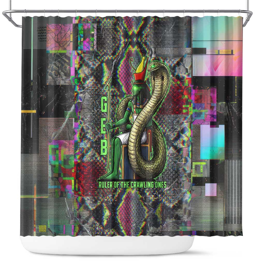 Geb Ancient Egyptian Shower Curtain with Serpent Throne and Snake Skin Texture Egyptian Earth God Tribute - African Pride