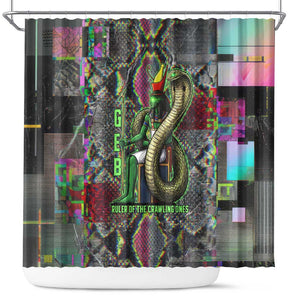 Geb Ancient Egyptian Shower Curtain with Serpent Throne and Snake Skin Texture Egyptian Earth God Tribute - African Pride