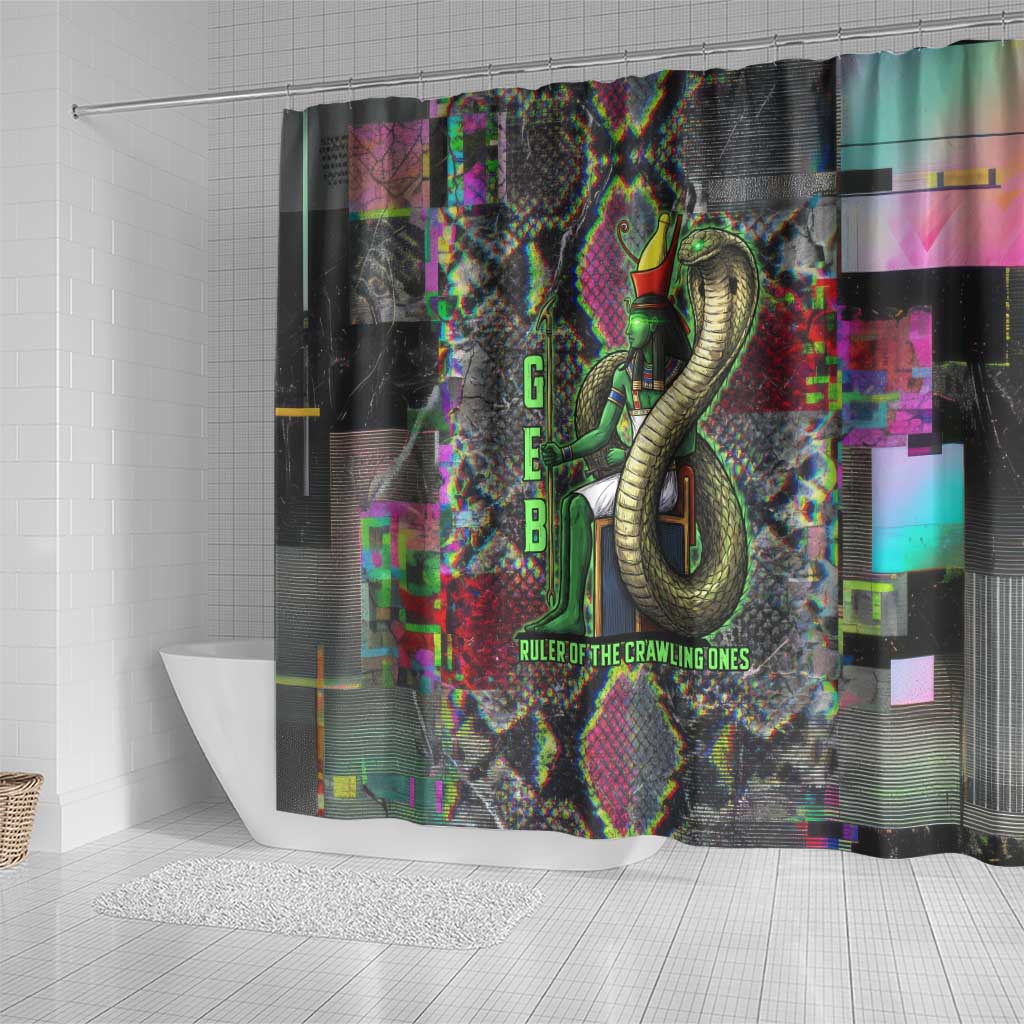 Geb Ancient Egyptian Shower Curtain with Serpent Throne and Snake Skin Texture Egyptian Earth God Tribute - African Pride