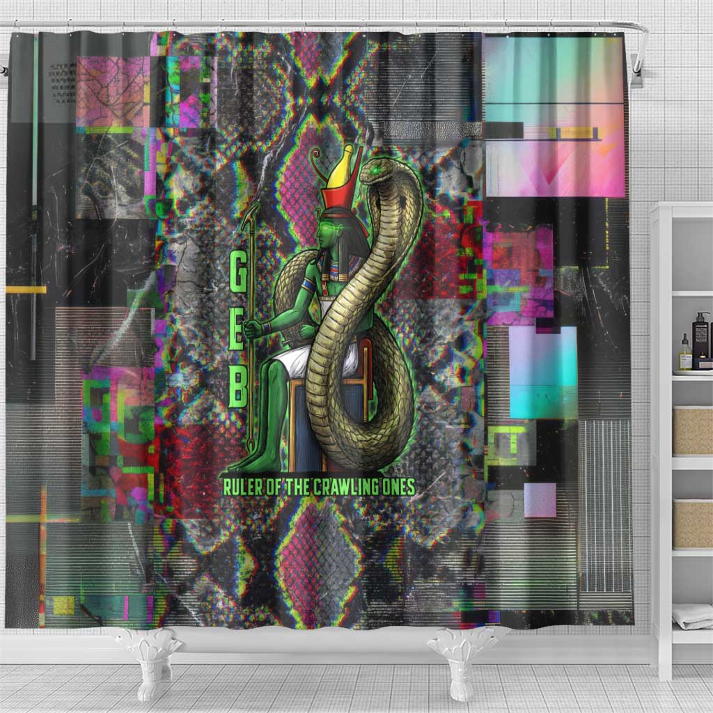 Geb Ancient Egyptian Shower Curtain with Serpent Throne and Snake Skin Texture Egyptian Earth God Tribute - African Pride