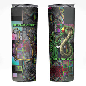 Geb Ancient Egyptian Skinny Tumbler with Serpent Throne and Snake Skin Texture Egyptian Earth God Tribute - African Pride
