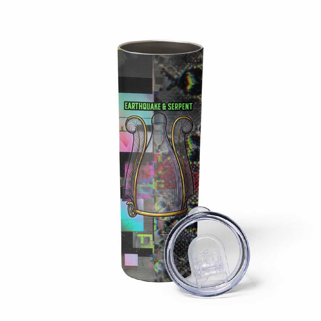 Geb Ancient Egyptian Skinny Tumbler with Serpent Throne and Snake Skin Texture Egyptian Earth God Tribute - African Pride