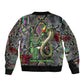 Geb Ancient Egyptian Sleeve Zip Bomber Jacket with Serpent Throne and Snake Skin Texture Egyptian Earth God Tribute - African Pride