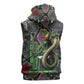 Geb Ancient Egyptian Sleeveless Zip Hoodie with Serpent Throne and Snake Skin Texture Egyptian Earth God Tribute - African Pride