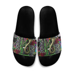 Geb Ancient Egyptian Slide Sandals with Serpent Throne and Snake Skin Texture Egyptian Earth God Tribute - African Pride