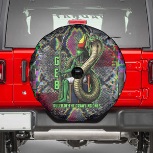 Geb Ancient Egyptian Spare Tire Cover with Serpent Throne and Snake Skin Texture Egyptian Earth God Tribute - African Pride