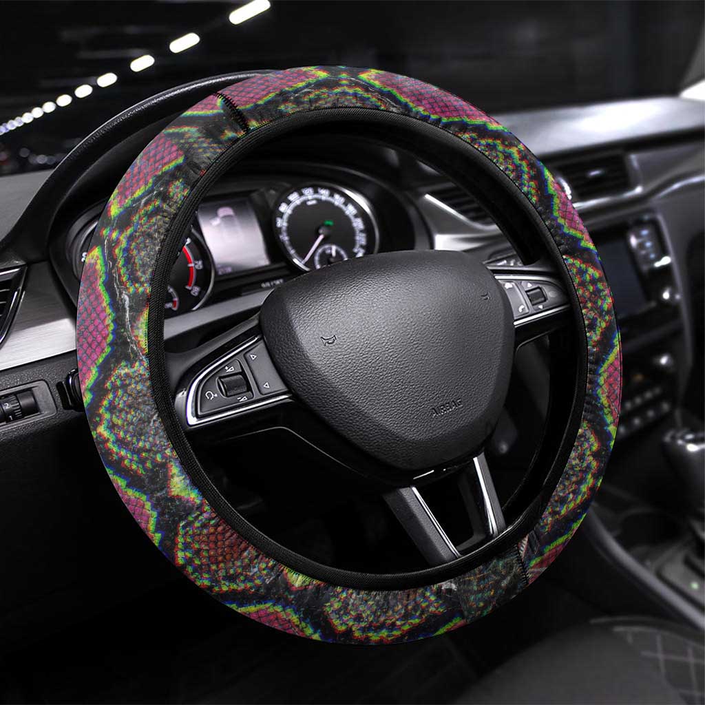 Geb Ancient Egyptian Steering Wheel Cover with Serpent Throne and Snake Skin Texture Egyptian Earth God Tribute - African Pride