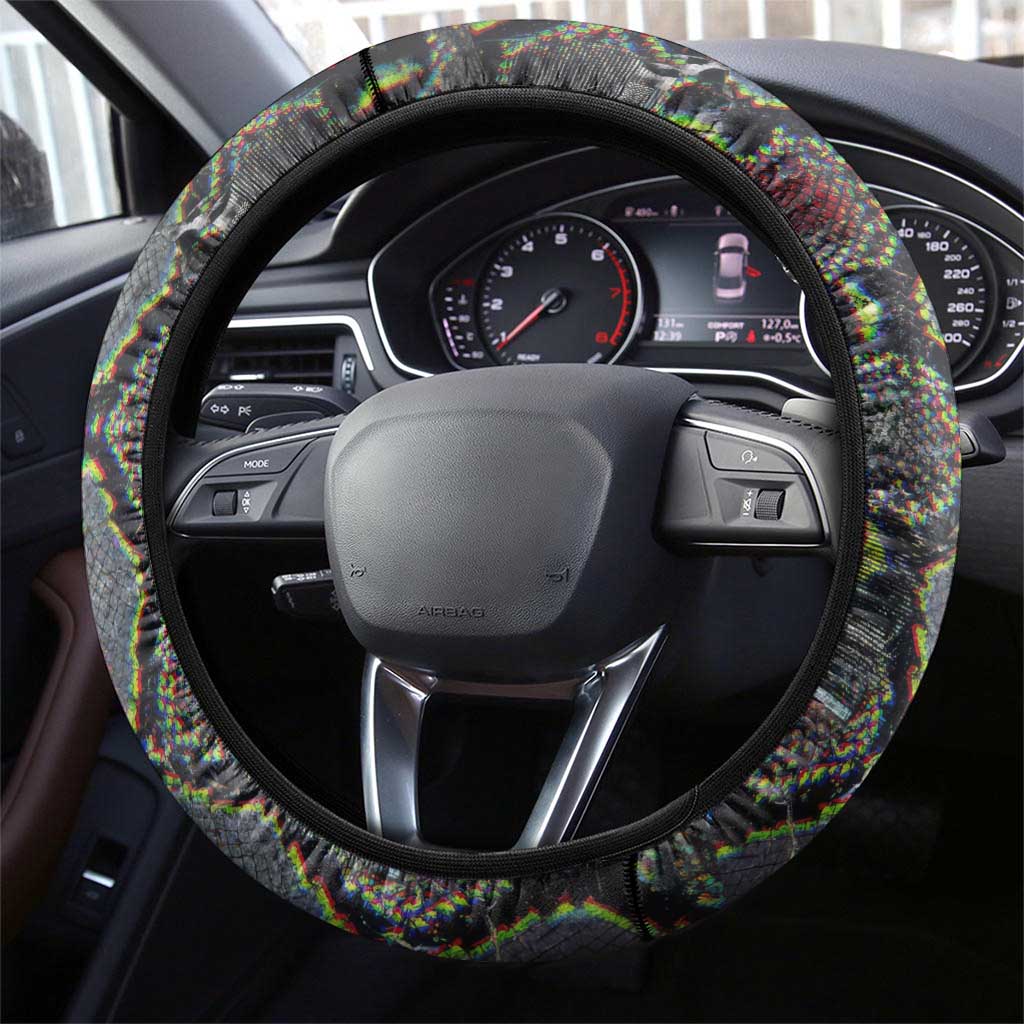 Geb Ancient Egyptian Steering Wheel Cover with Serpent Throne and Snake Skin Texture Egyptian Earth God Tribute - African Pride