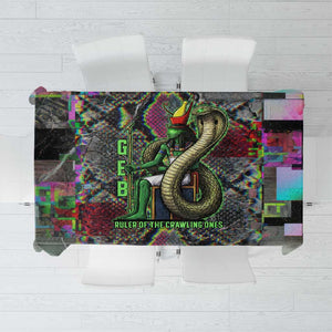 Geb Ancient Egyptian Tablecloth with Serpent Throne and Snake Skin Texture Egyptian Earth God Tribute - African Pride