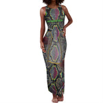 Geb Ancient Egyptian Tank Maxi Dress with Serpent Throne and Snake Skin Texture Egyptian Earth God Tribute - African Pride